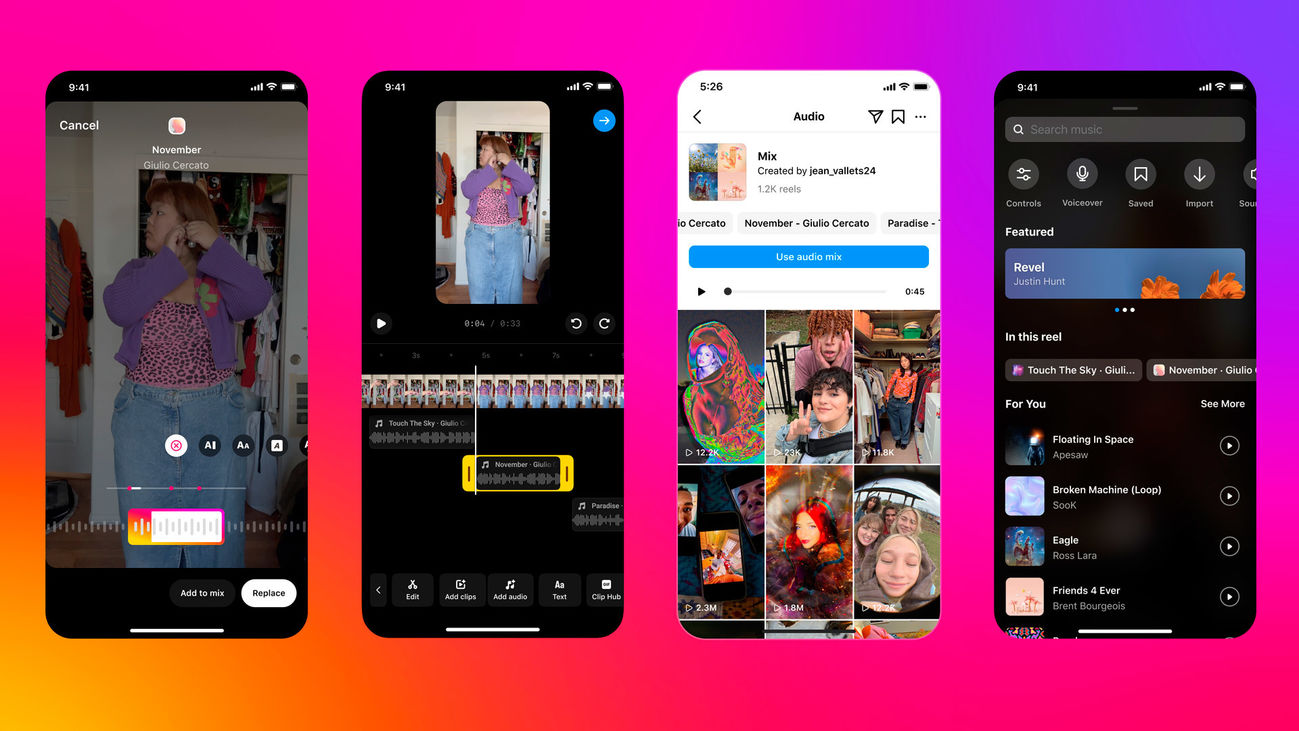 Función audio multipista de Instagram