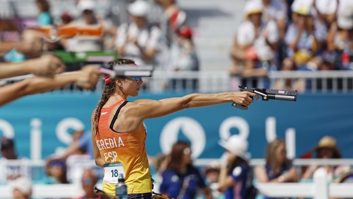 Laura Heredia en la final de pentatlón moderno de París 2024 / EFE