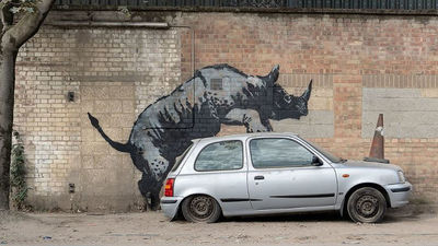 Banksy elige a un rinoceronte para comenzar la segunda semana del 'zoo de Londres'