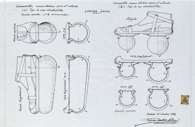 Lámina de la patente de los 'cimientillos neumo-elásticos' de Federico Cantero Villamil / FAMILIA DÍAZ DE AGUILAR CANTERO