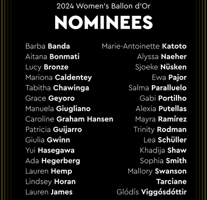 Nominadas al Balón de Oro / L`EQUIPE