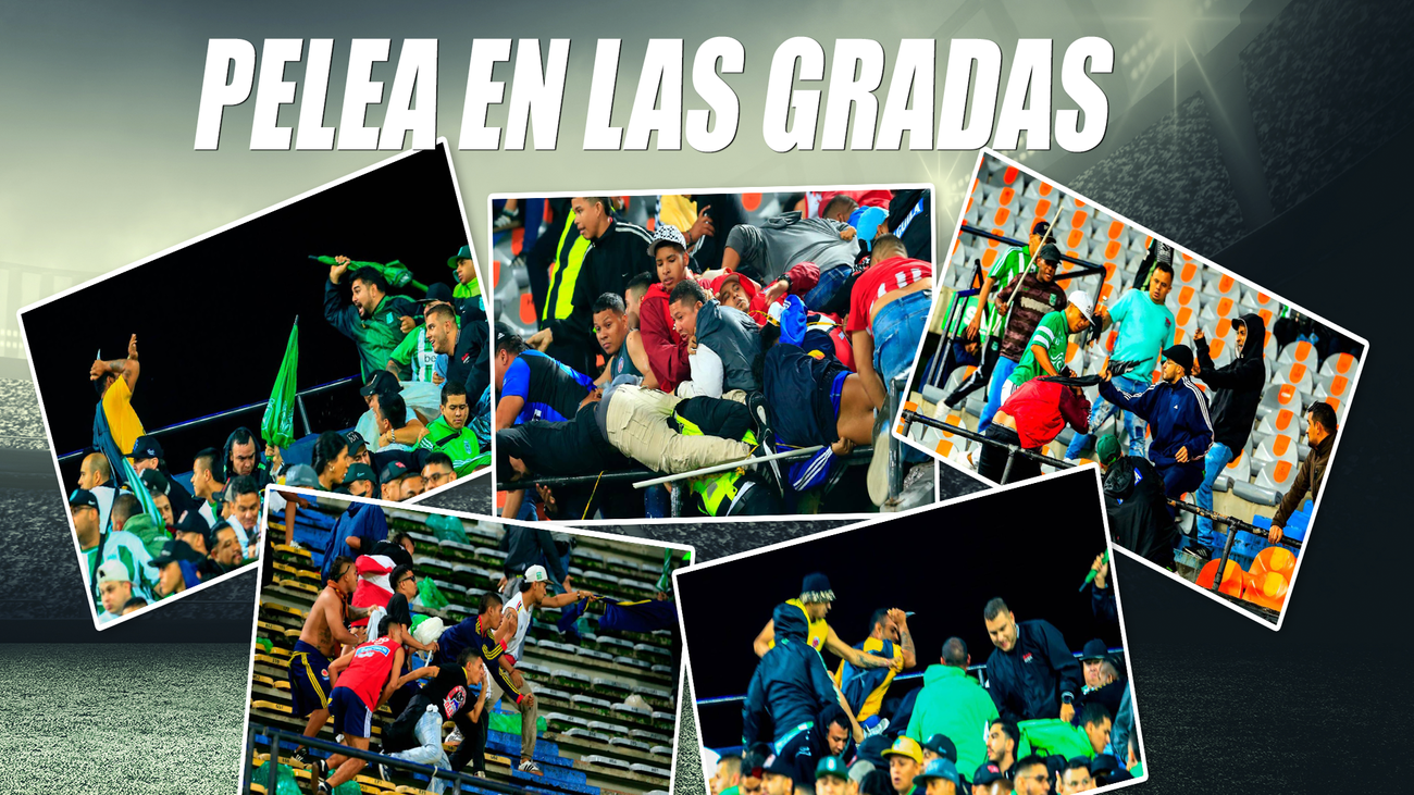 Violenta pelea entre hinchas de Junior y Atlético Nacional de Colombia