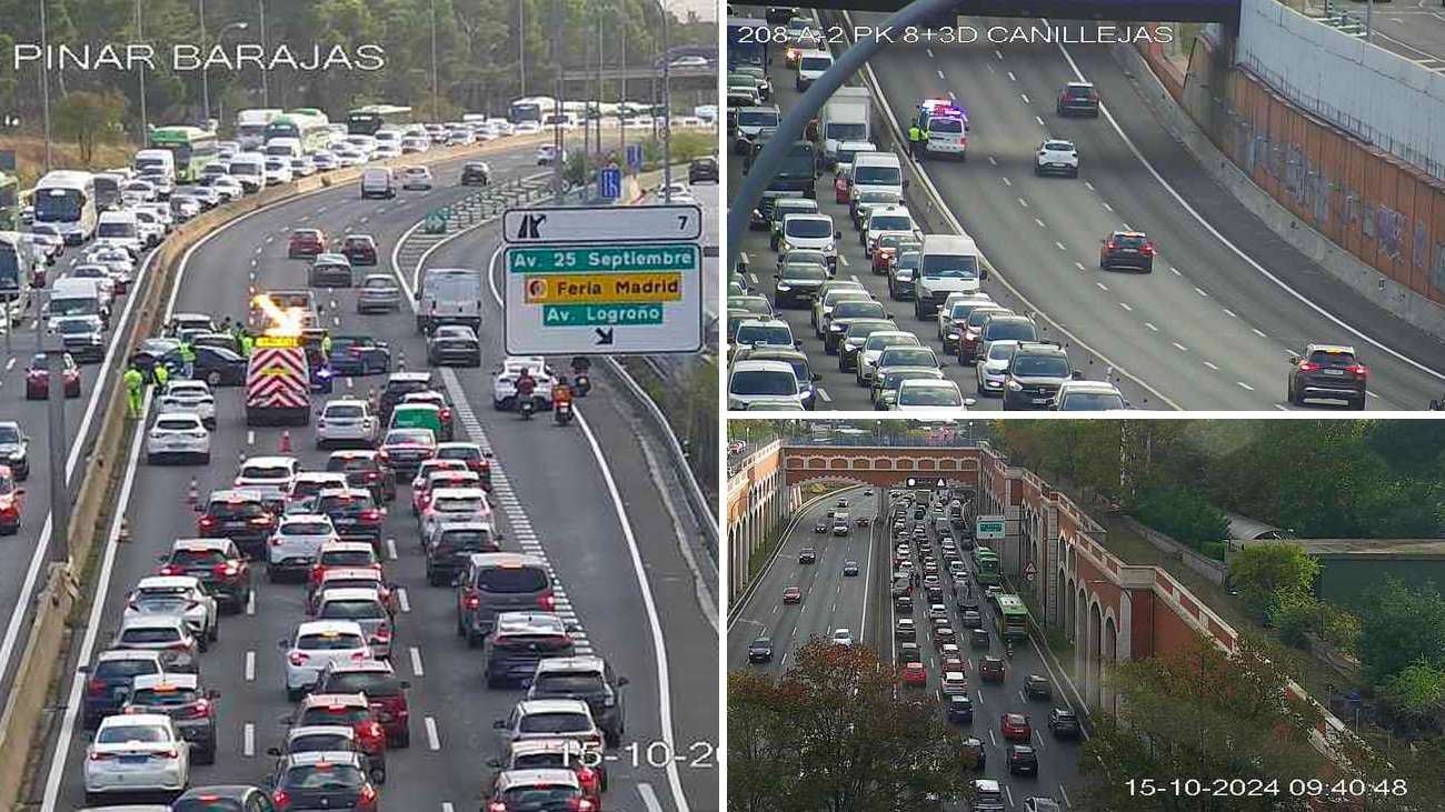 Un  accidente en la A-2 obliga a cortar tres carriles de la autovía en Canillejas