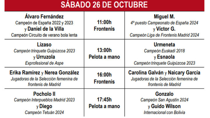 Programa del Beti JAI, sábado 26 de octubre / FONTONBETIJAI.ES