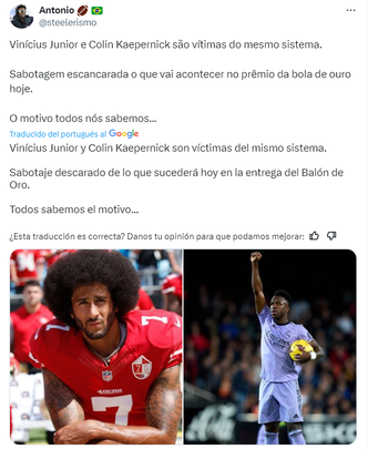 Tuit sobre Vinicius / TWITTER