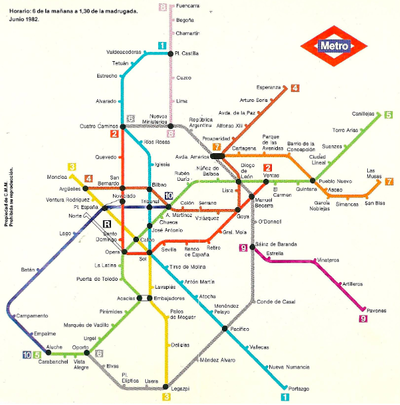 Mapa del Metro de Madrid creado por Arcadi Moradell en 1982 / METRO DE MADRID