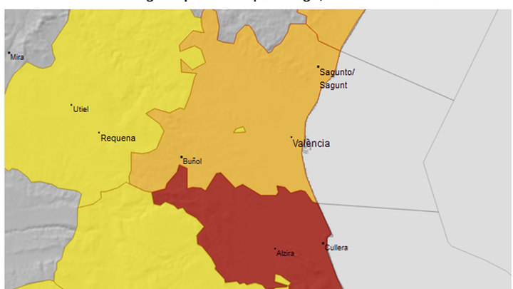 Avisos por lluvias en Valencia para el domingo 3 de noviembre de 2024 / AEMET