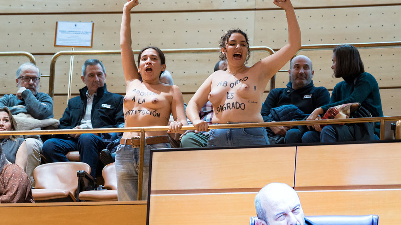 Desalojan del Senado a dos activistas de Femen que protestaban contra la cumbre internacional contra el aborto
