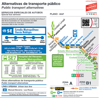 Servicio especial de autobús en la L7 de Metro / METRO DE MADRID