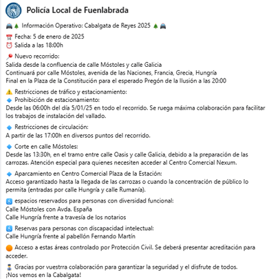 Información de la Policía Local de Fuenlabrada / @PoliciaFuenla