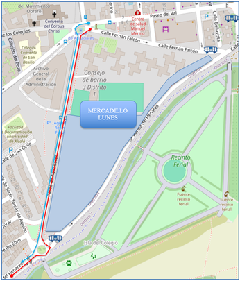 Ubicación provisional de puestos del mercadillo de los lunes de Alcalá / POLICÍA LOCAL ALCALÁ DE HENARES