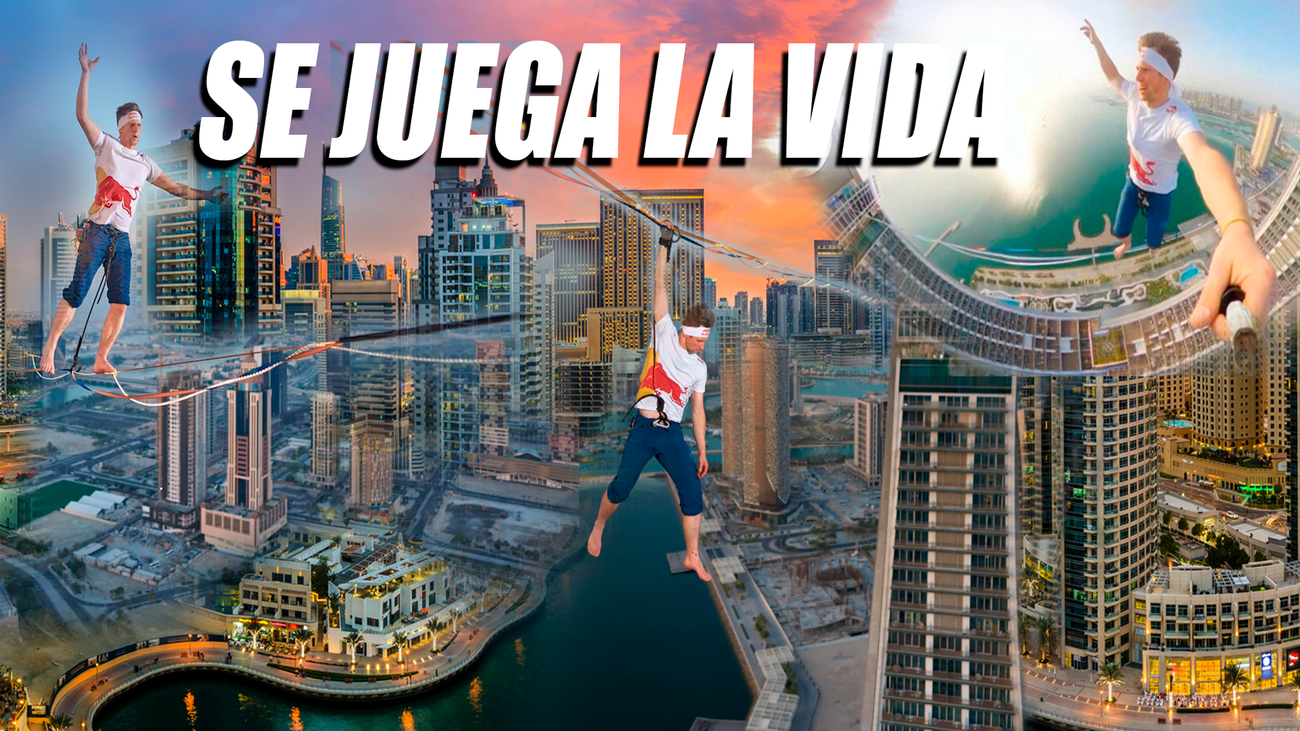 Jaan Roose asombra en Dubai al cruzar de un edificio a otro a 224 metros de altura