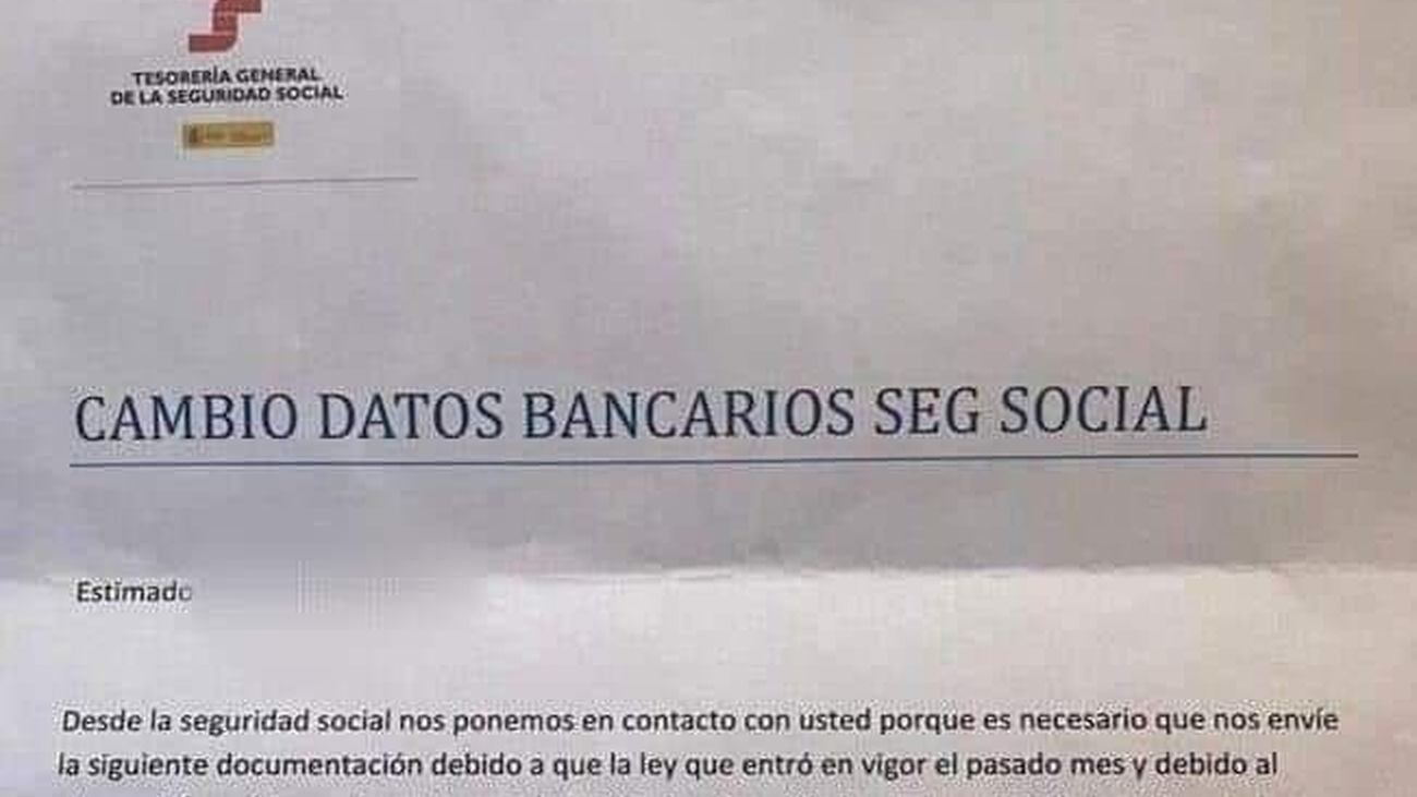 La Seguridad Social alerta de una estafa en la que se pide por carta el envío del DNI