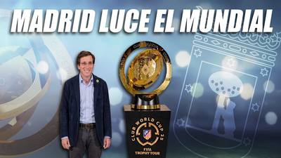 Almeida admira el trofeo del Mundial de Clubes con la esperanza de que llegue a Madrid