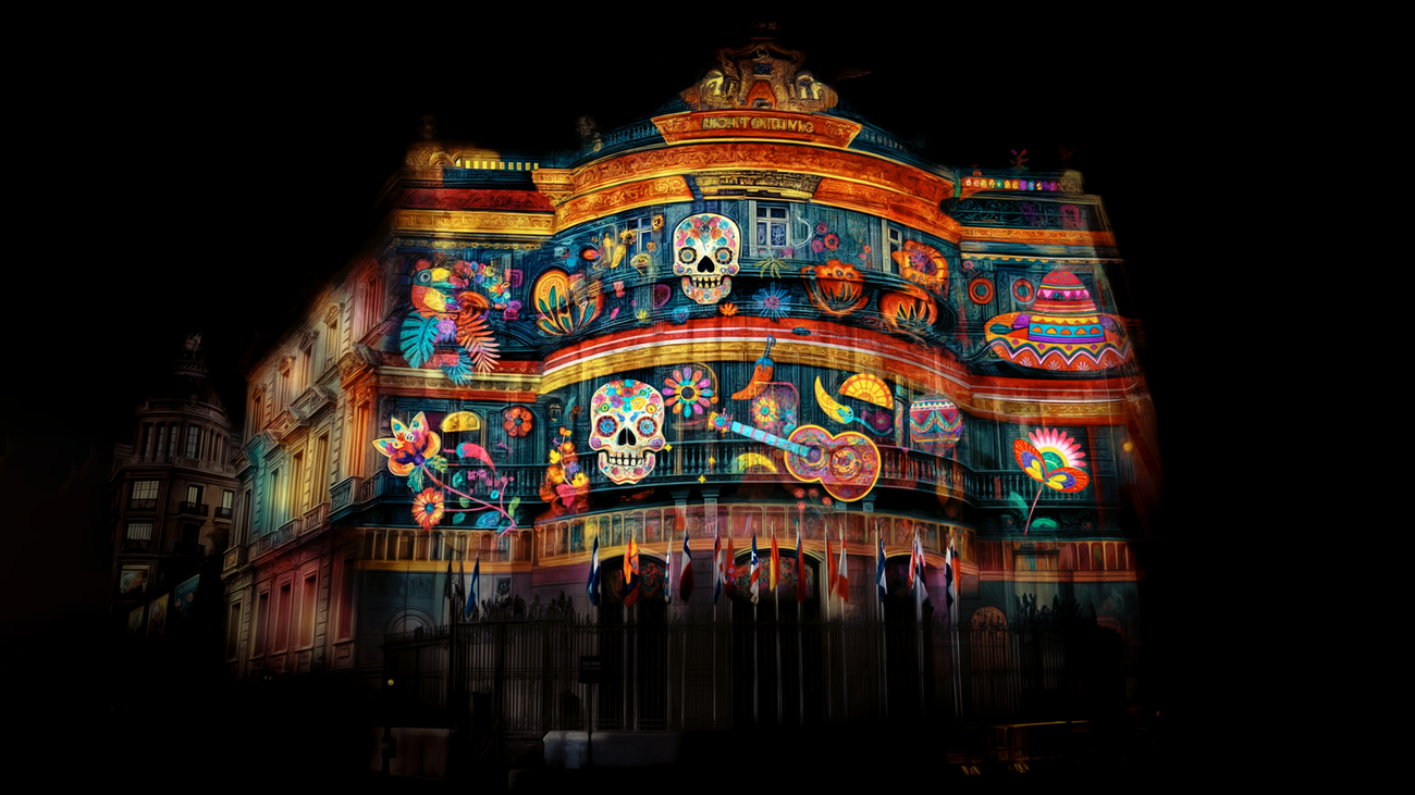 Un vídeo mapping ilumina la fachada de Casa de América en homenaje a Latinoamérica