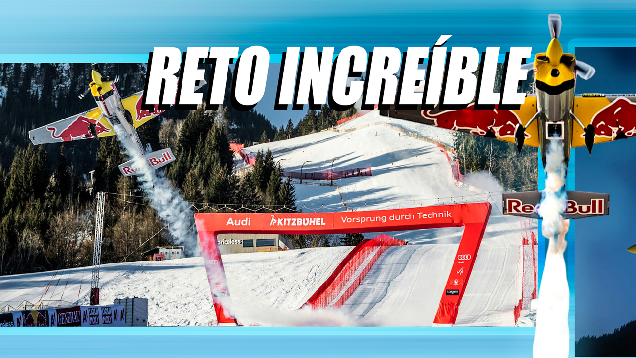 El piloto Dario Costa vuela sobre la mítica pista Streif a 350 km/h