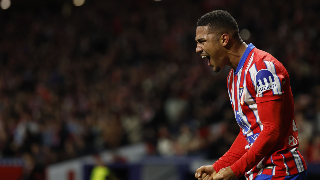 Samu Lino celebra el gol anotado ante el Mallorca