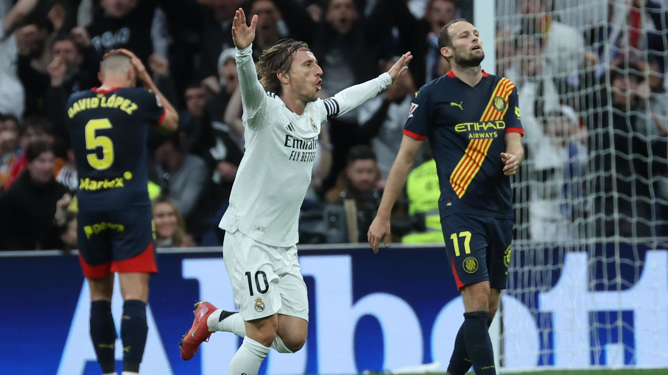 Modric celebra su gol ante el Girona