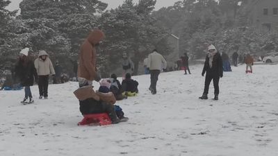 La sierra madrileña se llena de visitantes para disfrutar de la nieve