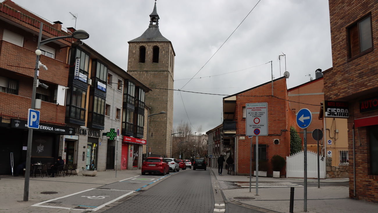 Inicio de la zona de prioridad peatonal de Galapagar