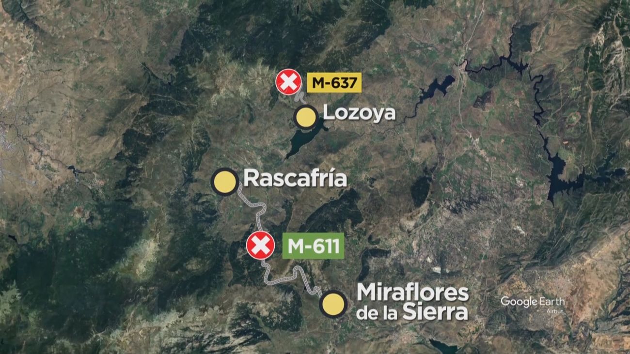 El desbordamiento del Río Lozoya corta vías como la M-611 o la M-637