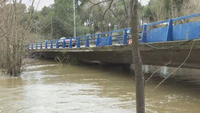 El agua del Manzanares, a pocos centímetros del puente de la A-6 en Puerta de Hierro