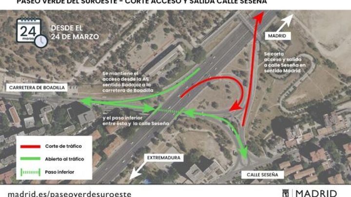 Plano de los cortes en la A-5 / AYUNTAMIENTO DE MADRID