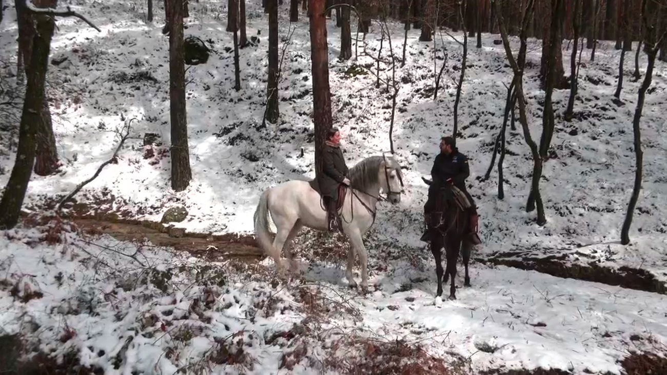 Subimos a caballo para recorrer el manto blanco que cubre la sierra en Cercedilla