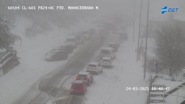 Estado del Puerto de Navacerrada la tarde del lunes 25 de marzo de 2025 / DGT