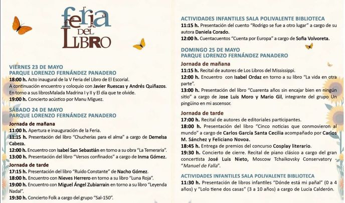 Programación de la Feria del Libro de El Escorial / AYUNTAMIENTO DE EL ESCORIAL