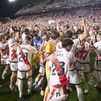 La plantilla del Rayo festeja su plaza europea: "Posiblemente no lo volvamos a repetir"