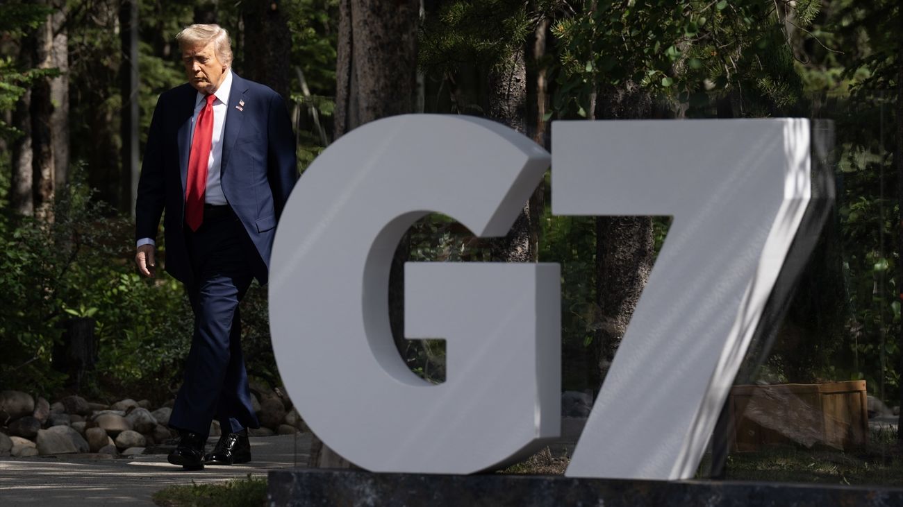 El presidente estadounidense, Donald Trump, durante la cumbre del G7
