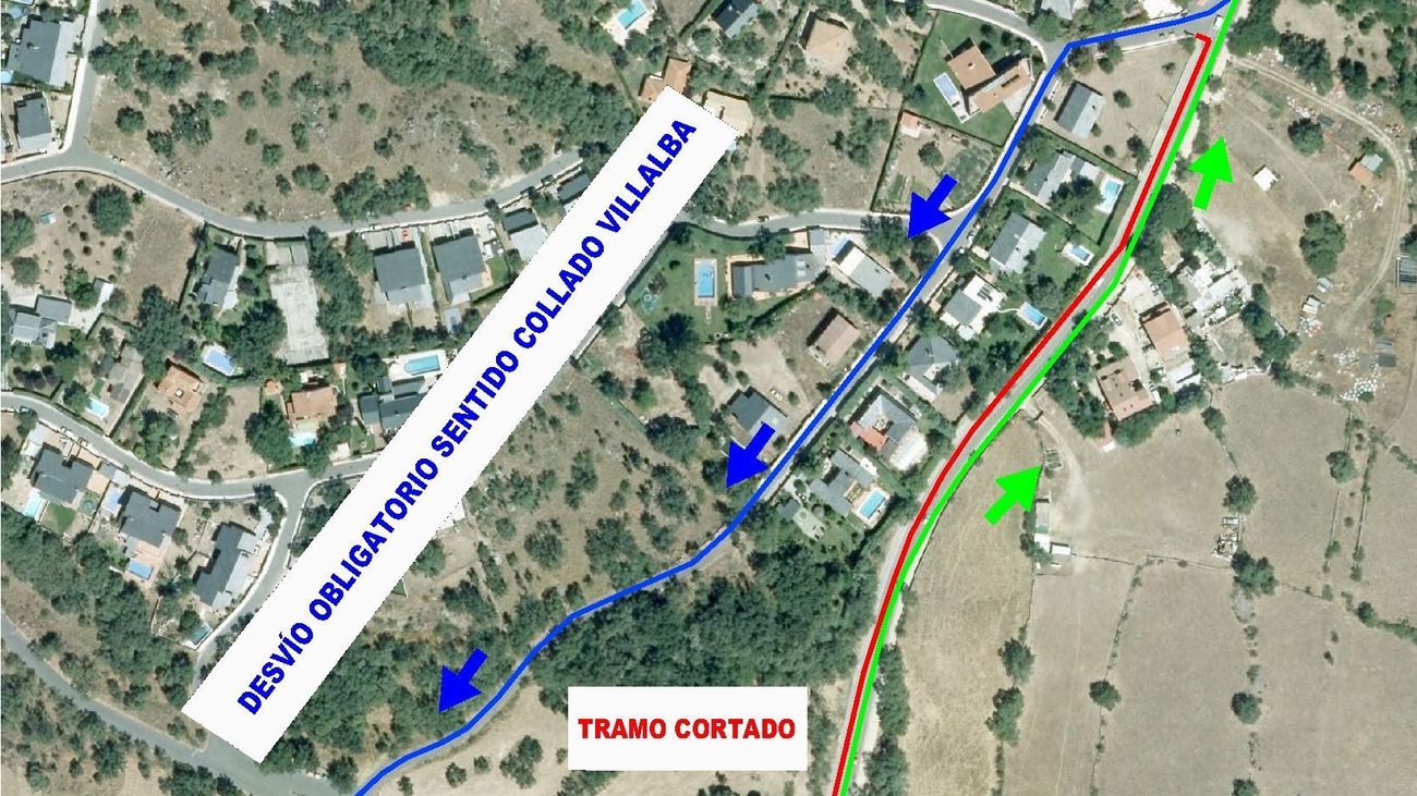 Cortes de tráfico y desvíos en los accesos a Moralzarzal por obras de renovación de la red de Canal de Isabel II
