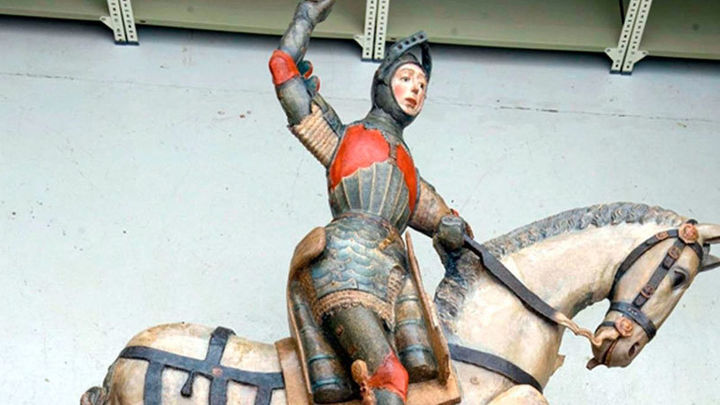 Restauración final de la imagen de San Jorge de la parroquia de San Miguel de Estella / EUROPA PRESS