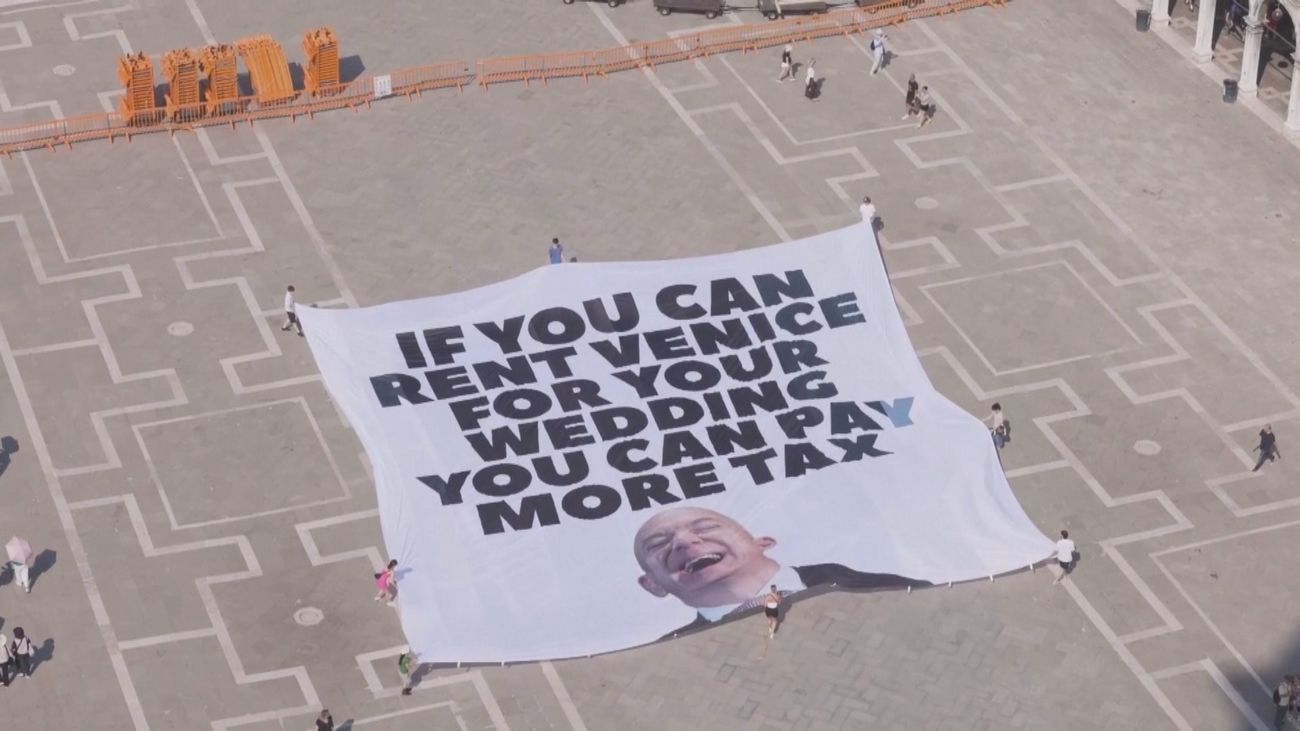 La boda de Jeff Bezos y Lauren Sánchez en Venecia desata protestas por el cierre de espacios públicos