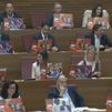 Diputados del PP exhiben carteles de 'gobierno corrupto' en las Cortes Valencianas