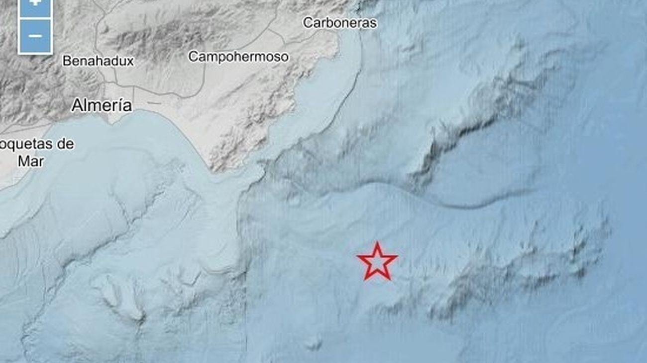 Registrado un terremoto de magnitud 5,5 en municipios de 7 provincias frente a la costa de Almería