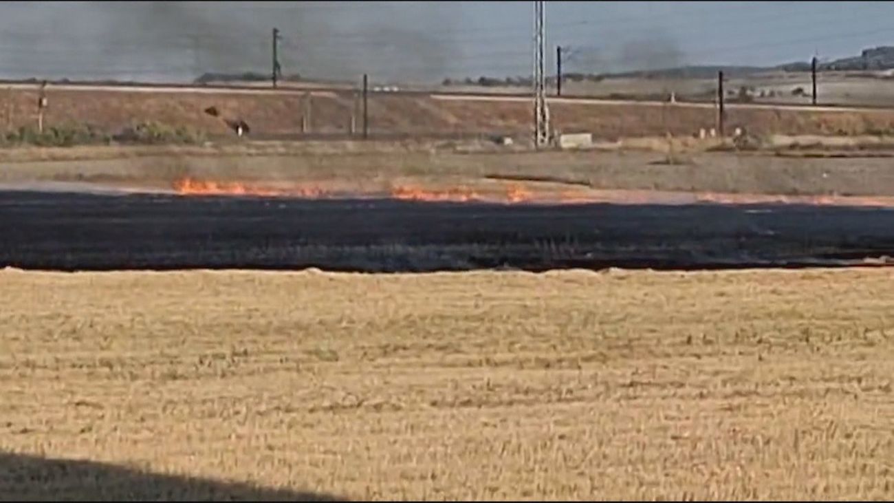 Controlado un pequeño incendio de pasto entre Parla y Pinto, junto a las vías del AVE