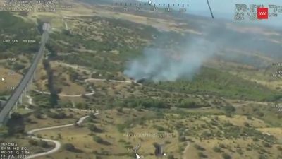 La rápida intervención de los bomberos logra controlar un incendio forestal en Colmenar Viejo cerca de las vías del AVE
