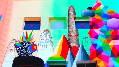 El artista urbano Okuda pinta la colonia Marconi