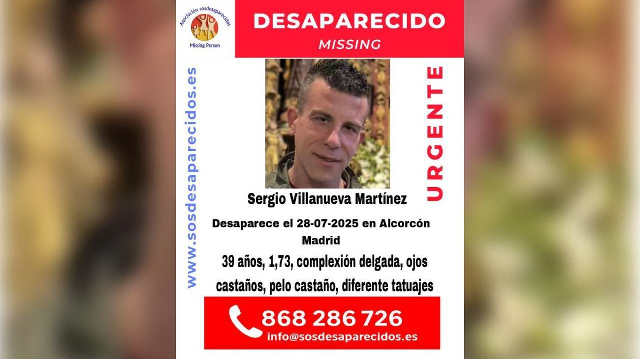 Buscan a Sergio, un hombre de 39 años que desapareció en Alcorcón hace más de 10 días