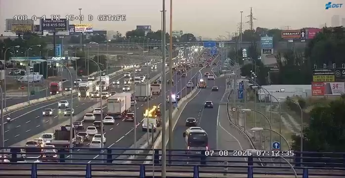 Preocupación por un accidente en la A-4 a la altura de Getafe que provoca importantes retenciones