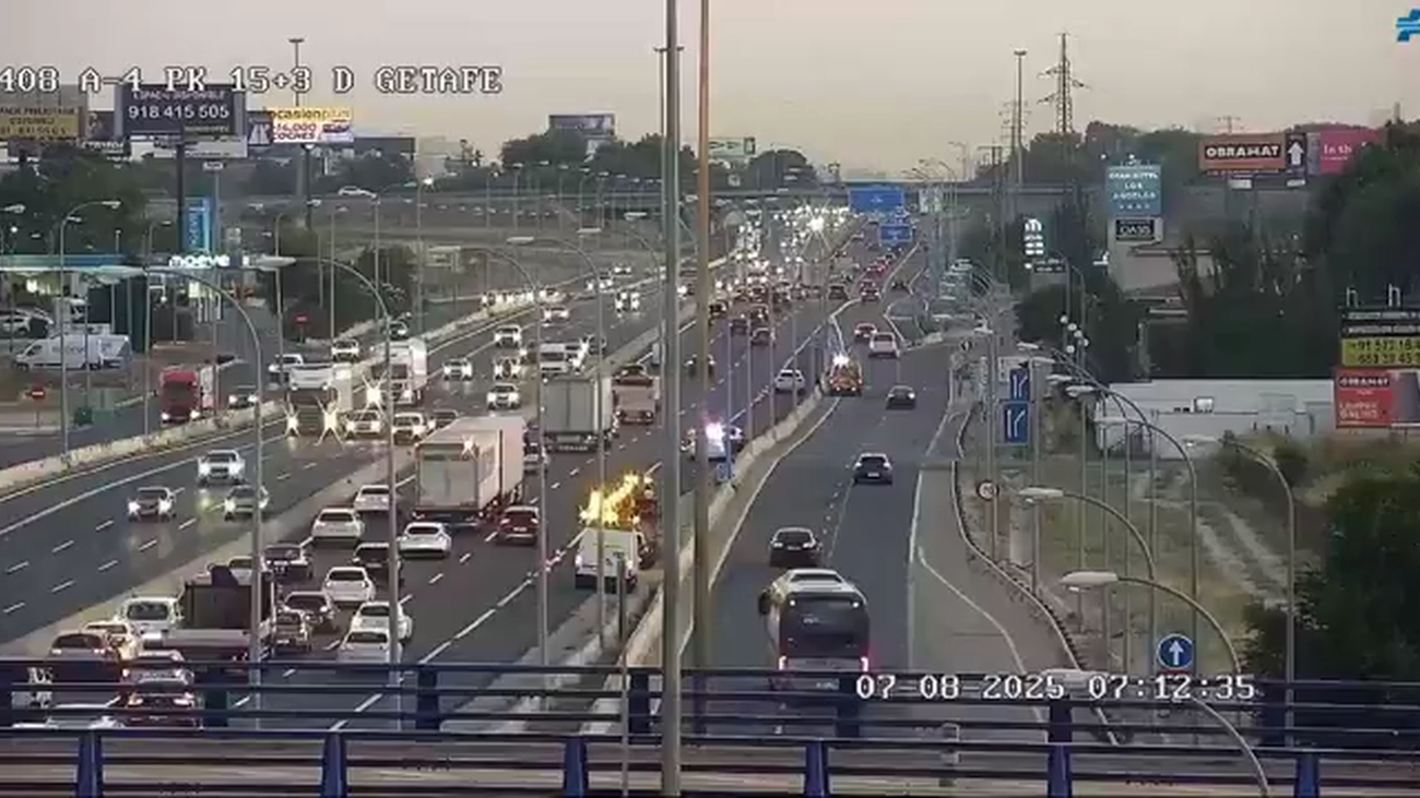 Preocupación por un accidente en la A-4 a la altura de Getafe que provoca importantes retenciones