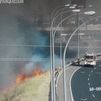 Incendio de vegetación en la M-45 entre Leganés y Getafe