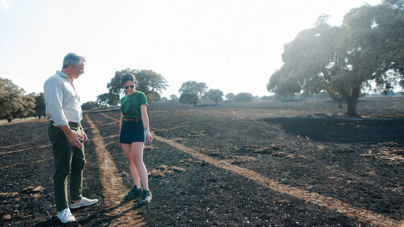 Ayuso recorre la zona del incendio de Tres Cantos y pide unidad para "colaborar" y "ayudar"