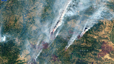Los grandes incendios forestales del noroeste de España, imagen del día de Copernicus