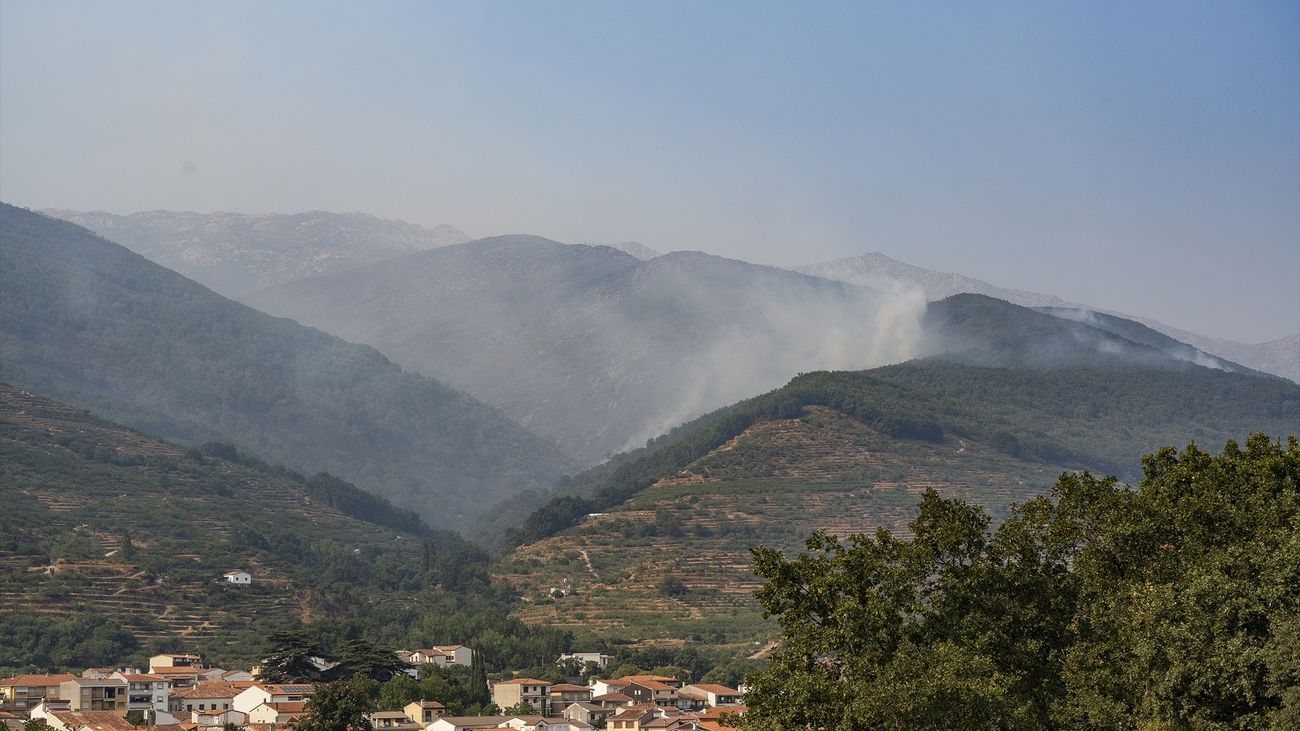Incendio de Jarilla, en Cáceres, visto desde Hervás