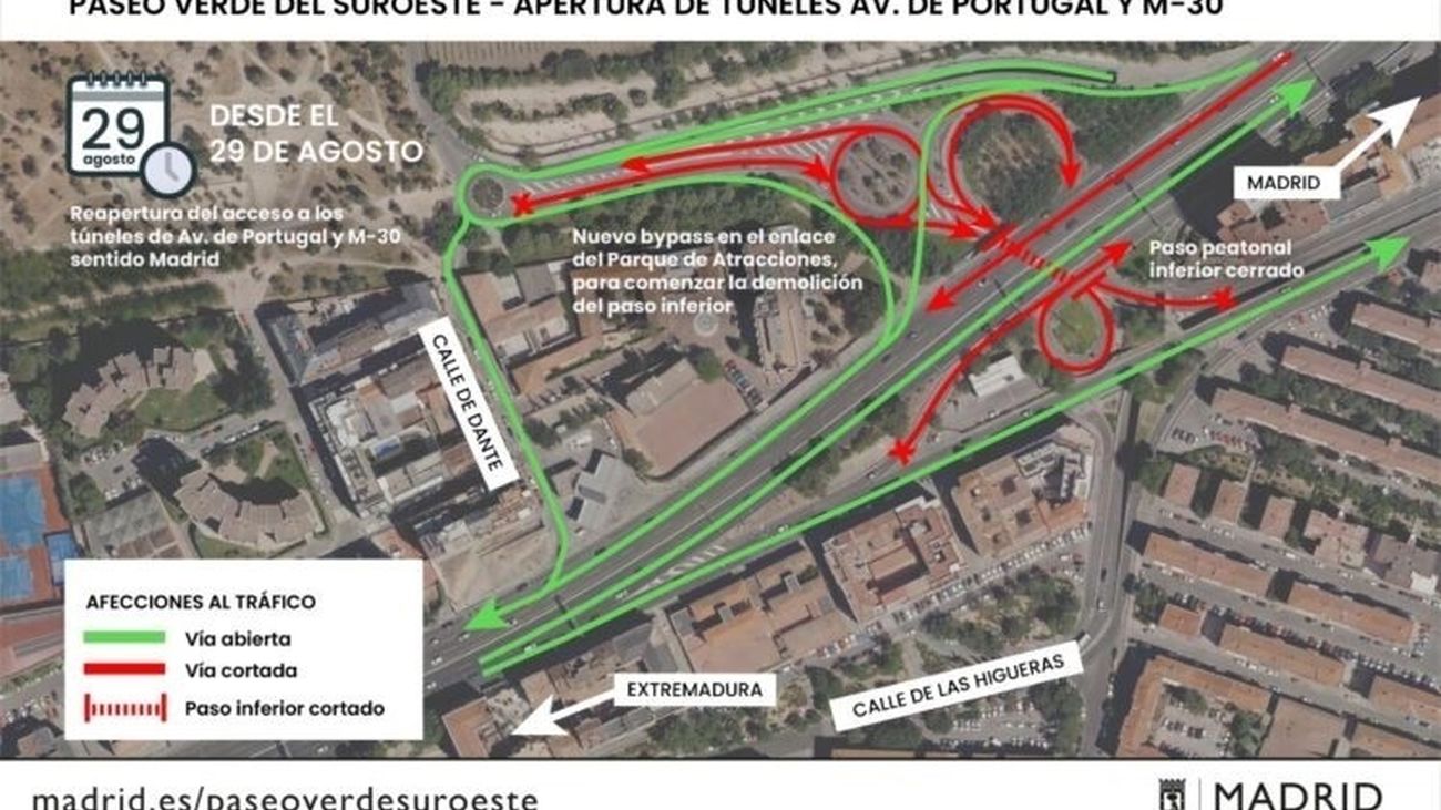 Madrid reabre el acceso al túnel de la M-30, cerrado por las obras de la A-5