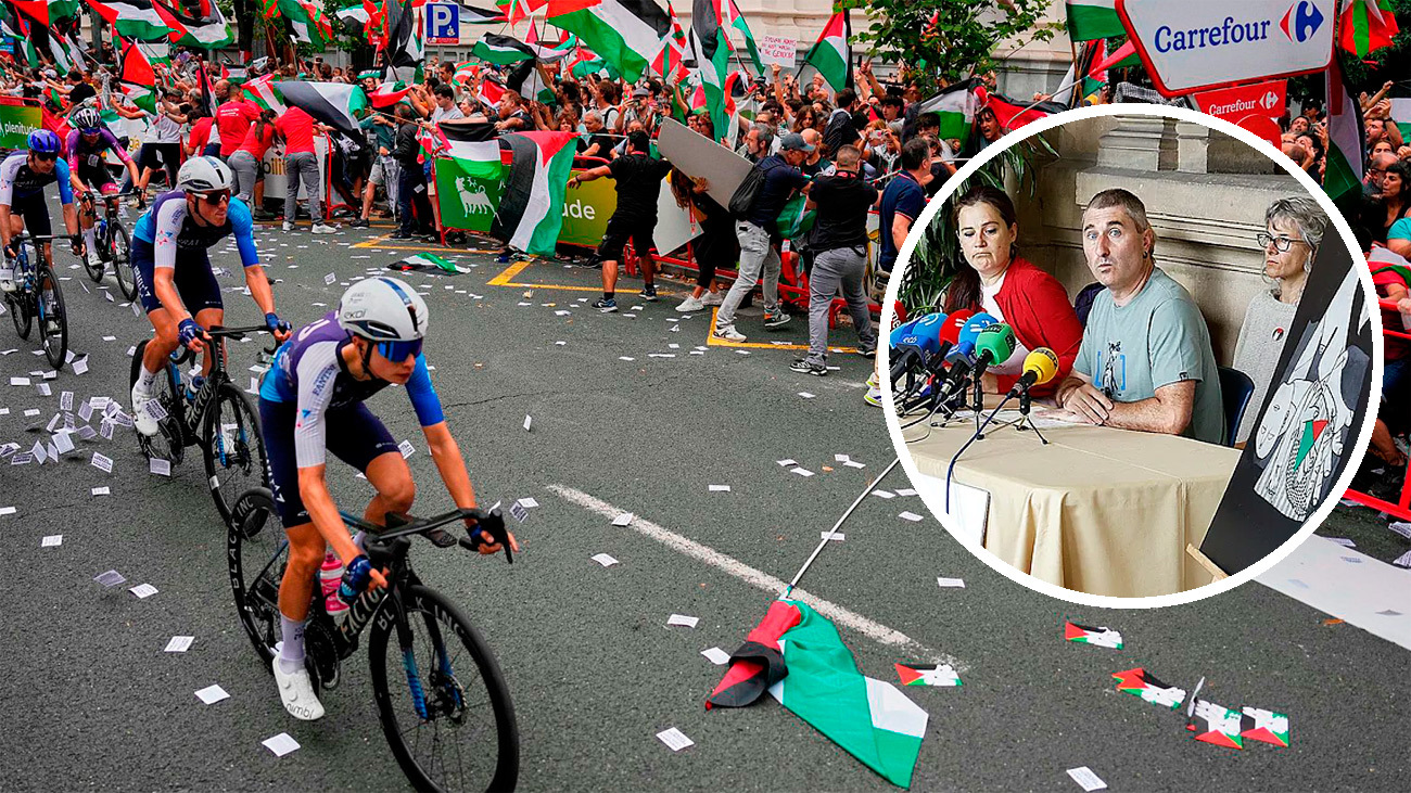 Un etarra condenado, líder de las protestas propalestinas que obligaron a cortar la etapa de la Vuelta en Bilbao