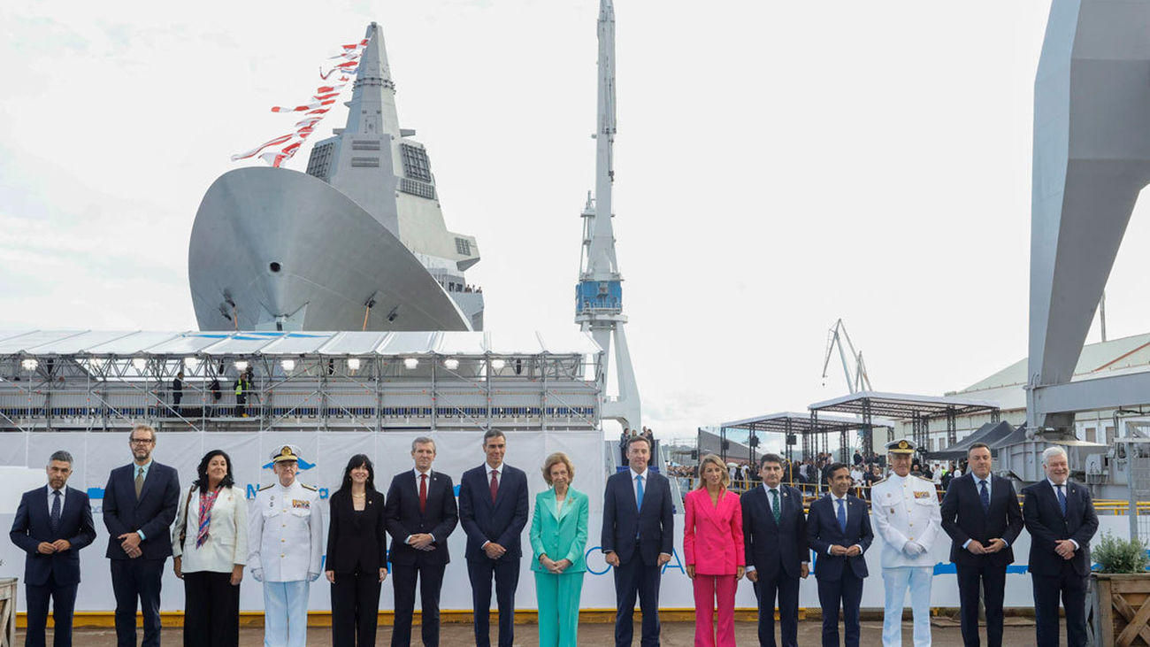 Sánchez ensalza el trabajo de las Fuerzas Armadas en la botadura de la fragata F111 'Bonifaz' en Ferrol